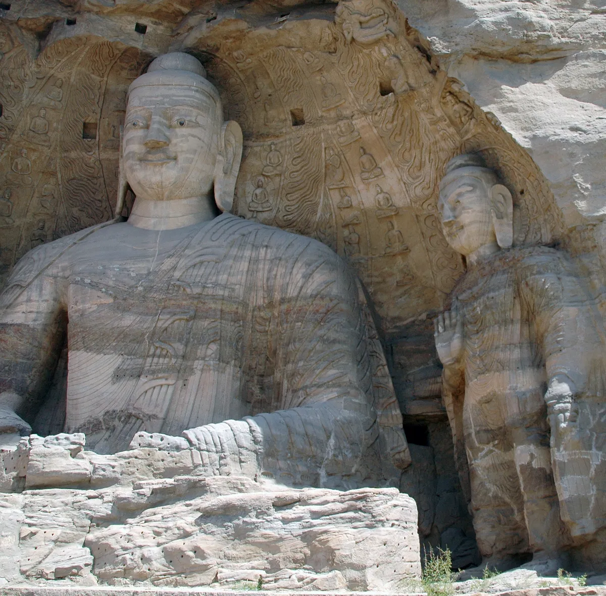 The 16.5-meter seated Great Buddha of Cave 20 at Yungang Grottoes, exposed to the open air