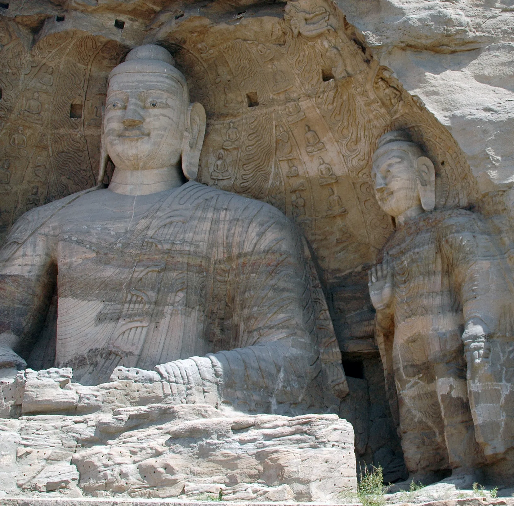 The 16.5-meter seated Great Buddha of Cave 20 at Yungang Grottoes, exposed to the open air