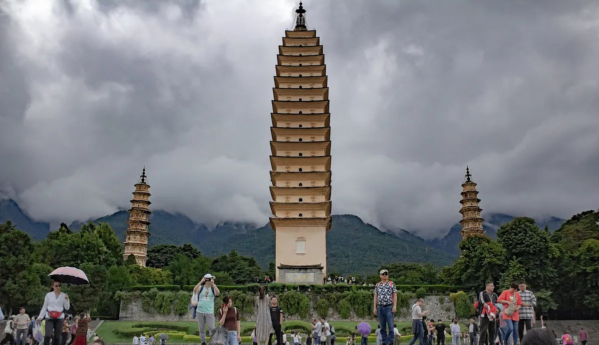 The Three Pagodas of Chongsheng Temple against Cangshan